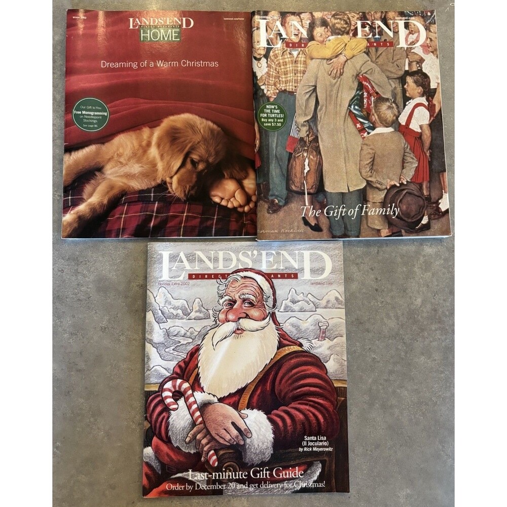 Lands’ End Catalogs Lot of 3 from 2002 Vintage Fashion Men/Women Christmas